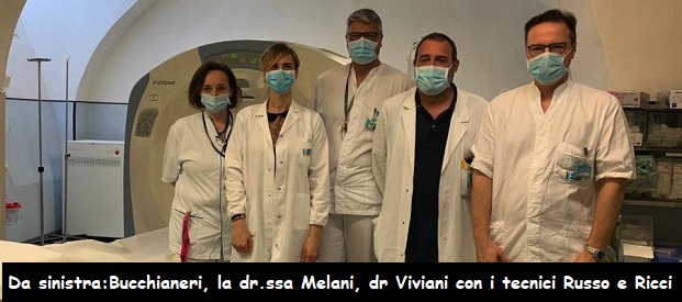 da sx  Bucchianeri, la dottoressa Melani, dottor Viviani con i tecnici Russo e Ricci 